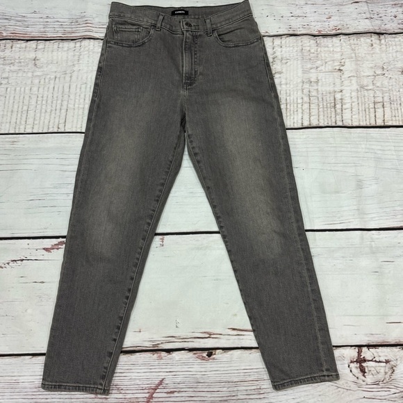 EXPRESS TAPERED ANKLE HIGH RISE women’s JEANS in grey size 4R Mom Jeans EUC - Picture 11 of 14
